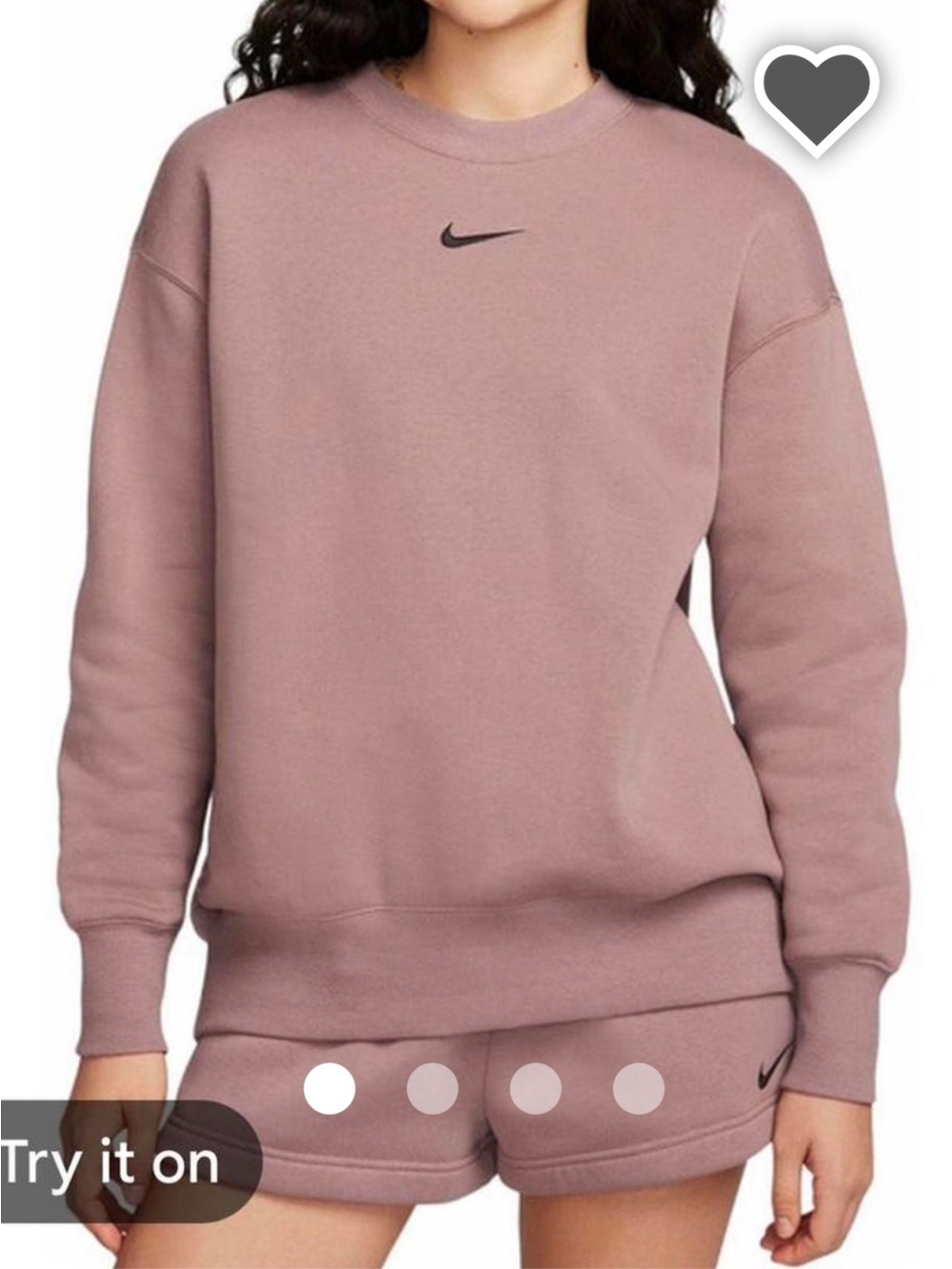 NWT Nike Matching Set Mauve Pink Pullover Sweatshirt and Sweatshorts